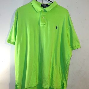 Ralph Lauren Polo shirt lime green with blue logo.